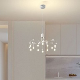 Lámpara colgante nórdica creativa blanca natural, 14 luces
