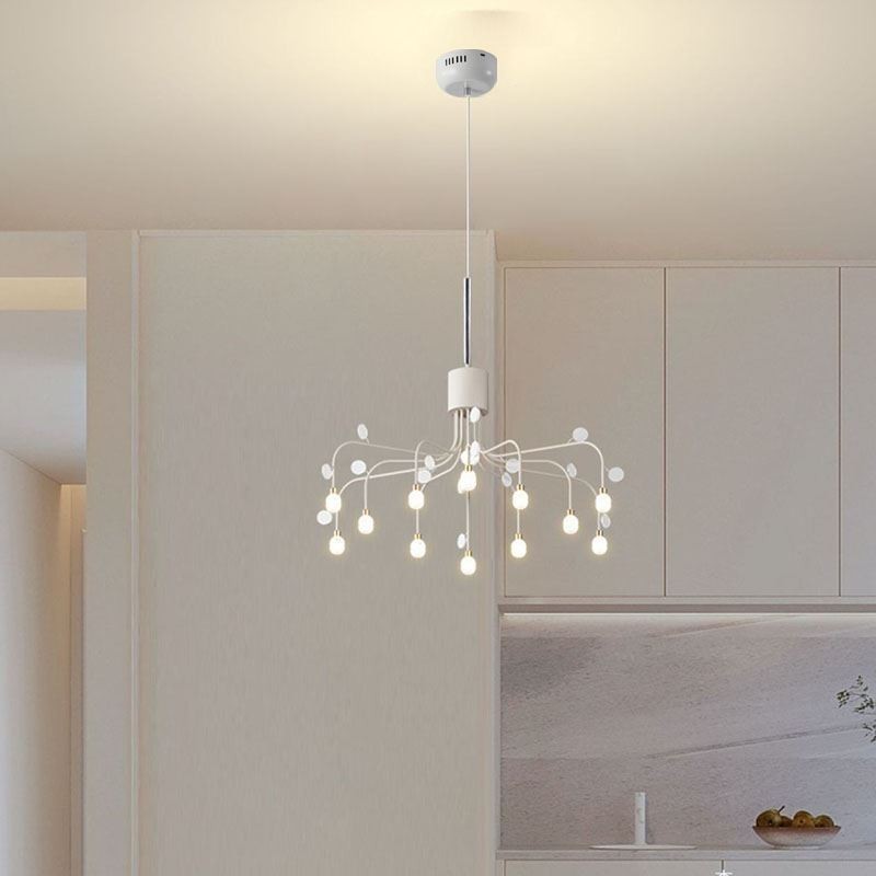 Lámpara colgante nórdica creativa blanca natural, 14 luces
