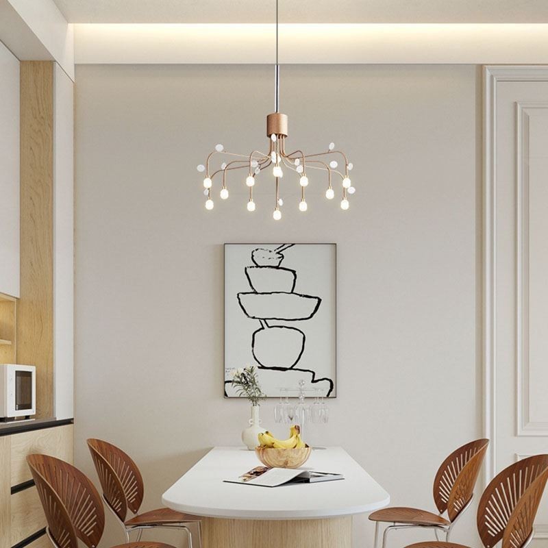 Lámpara colgante nórdica creativa blanca natural, 14 luces