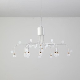 Lámpara colgante nórdica creativa blanca natural, 14 luces