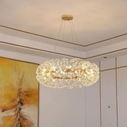Lámpara colgante moderna minimalista de hierro forjado circular con forma de flor de sol.