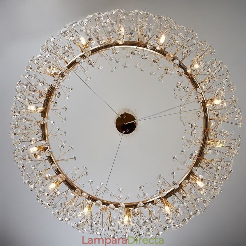 Lámpara colgante moderna minimalista de hierro forjado circular con forma de flor de sol.