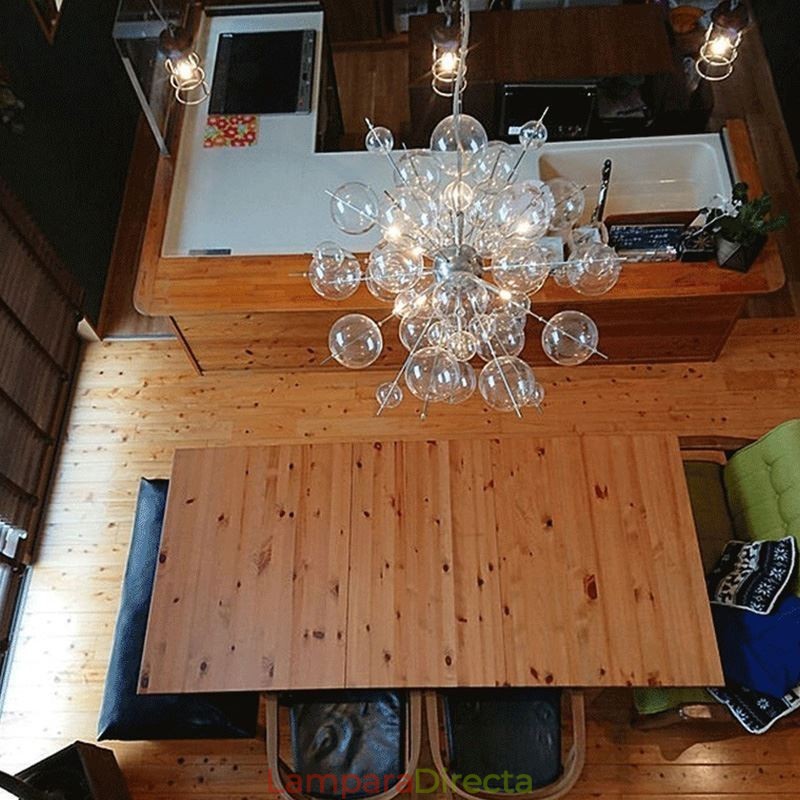 Lámpara colgante moderna minimalista de techo de cristal con burbujas