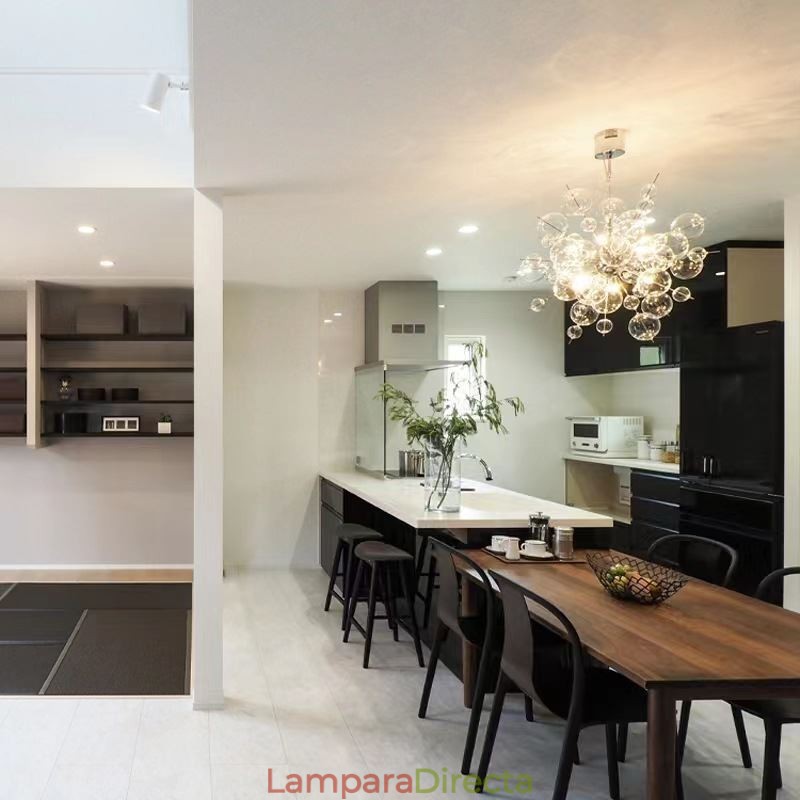 Lámpara colgante moderna minimalista de techo de cristal con burbujas
