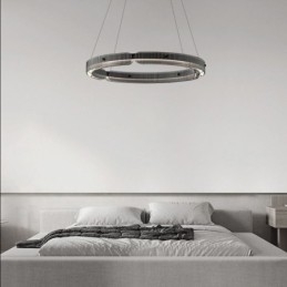 Lámpara colgante circular de 60 a 80 cm, de cristal, regulable sin escalonamientos, con control remoto.