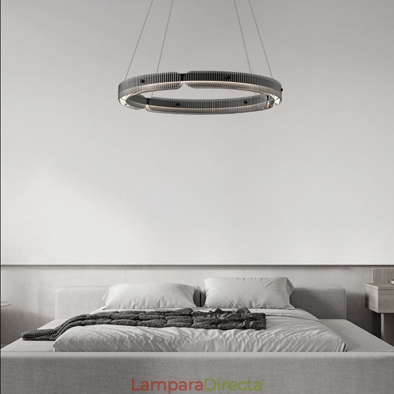 Lámpara colgante circular de 60 a 80 cm, de cristal, regulable sin escalonamientos, con control remoto.