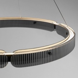 Lámpara colgante circular de 60 a 80 cm, de cristal, regulable sin escalonamientos, con control remoto.