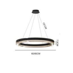 Lámpara colgante circular de 60 a 80 cm, de cristal, regulable sin escalonamientos, con control remoto.