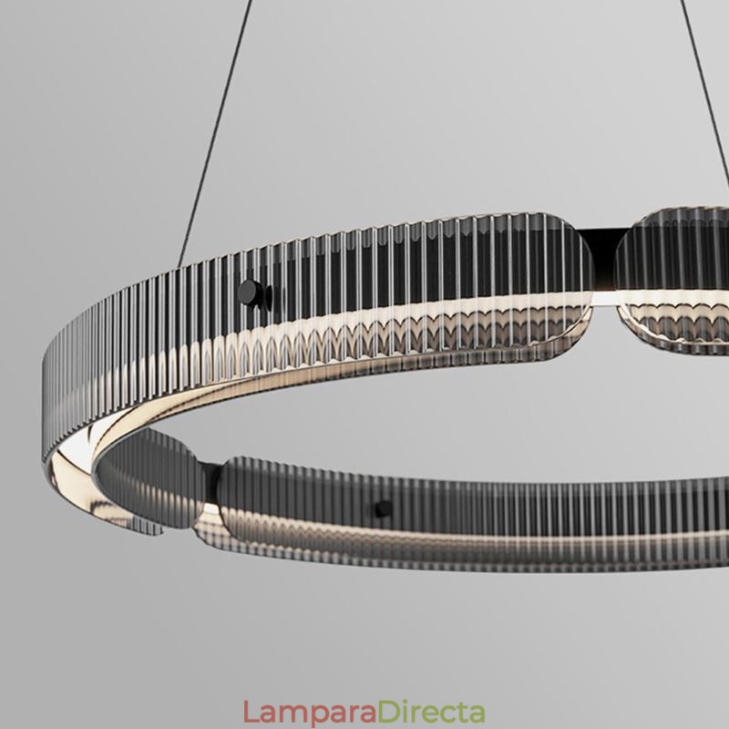 Lámpara colgante circular de 60 a 80 cm, de cristal, regulable sin escalonamientos, con control remoto.