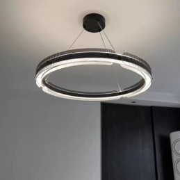 Lámpara colgante circular de 60 a 80 cm, de cristal, regulable sin escalonamientos, con control remoto.