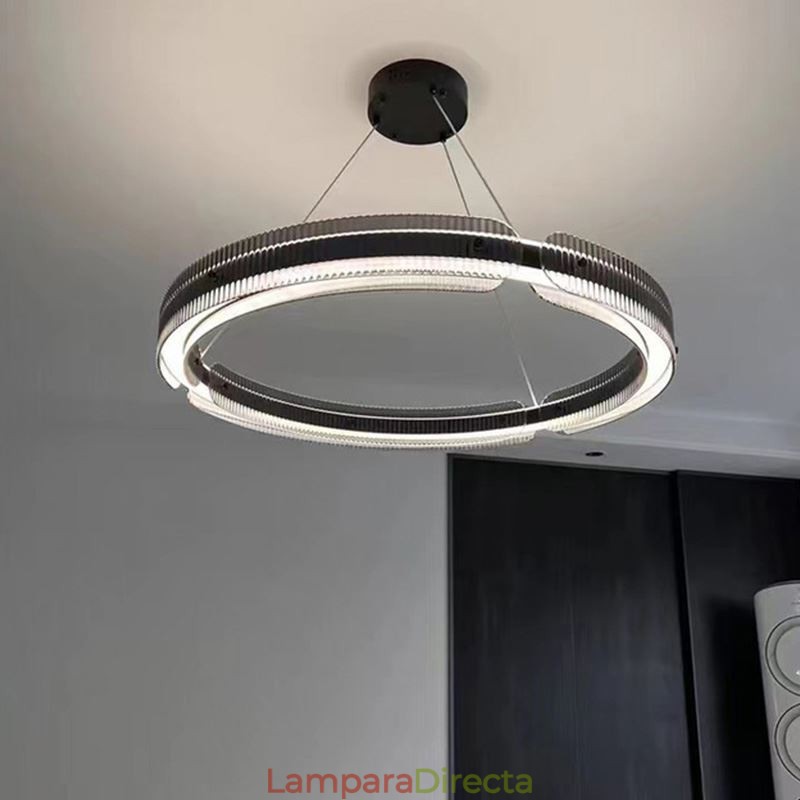 Lámpara colgante circular de 60 a 80 cm, de cristal, regulable sin escalonamientos, con control remoto.