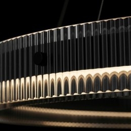 Lámpara colgante de techo de cristal de doble círculo de 60+80 cm, regulable sin escalonamientos con control remoto