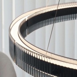 Lámpara colgante de techo de cristal de doble círculo de 60+80 cm, regulable sin escalonamientos con control remoto