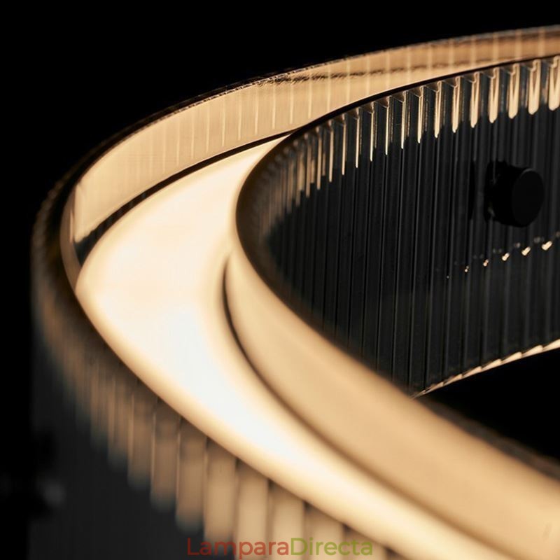 Lámpara colgante de cristal de 60 a 80 cm, luz de techo circular, regulable sin escalonamientos con control remoto