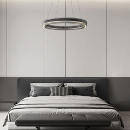 Lámpara colgante de cristal de 60 a 80 cm, luz de techo circular, regulable sin escalonamientos con control remoto