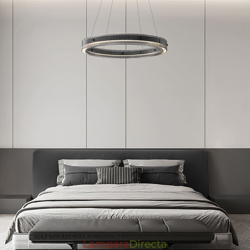 Lámpara colgante de cristal de 60 a 80 cm, luz de techo circular, regulable sin escalonamientos con control remoto