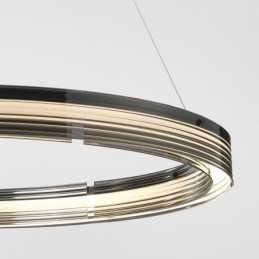 Lámpara de techo de cristal de 60+80 cm con decoración circular y doble círculo, luz colgante con atenuación tricromática.