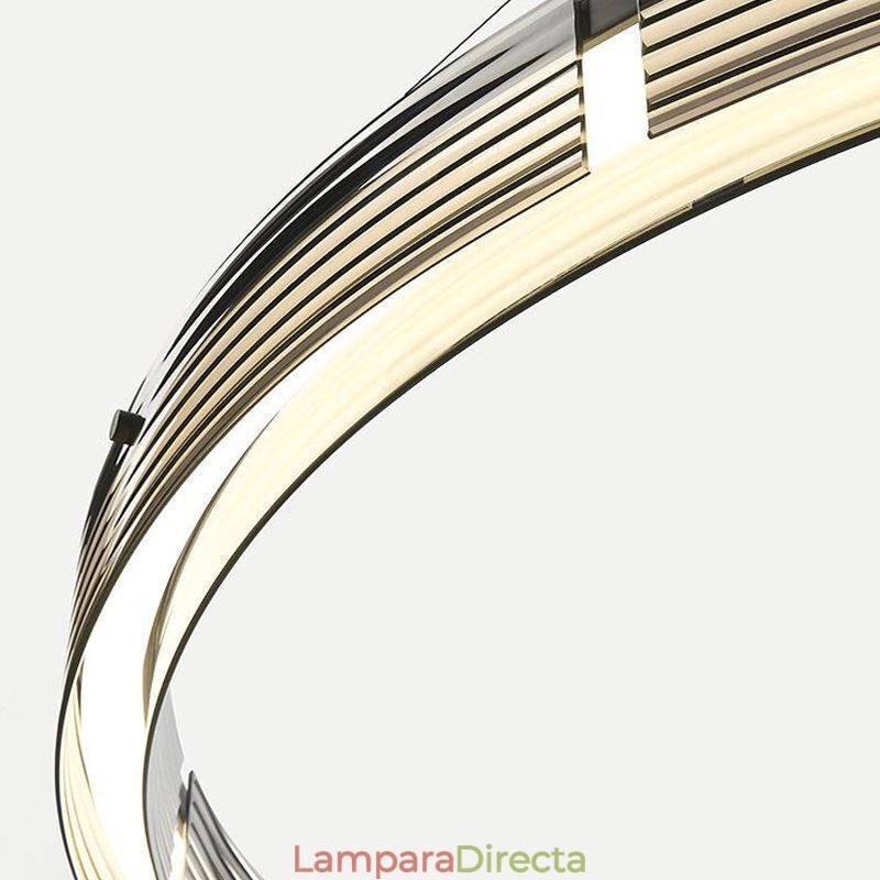 Lámpara de techo de cristal de 60+80 cm con decoración circular y doble círculo, luz colgante con atenuación tricromática.