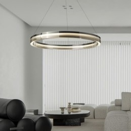 Lámpara colgante de techo de cristal circular de 60 y 80 cm con atenuación tricromática