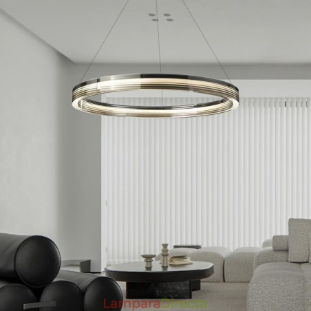 Lámpara colgante de techo de cristal circular de 60 y 80 cm con atenuación tricromática Lámpara colgante de techo de cristal circular de 60 y 80 cm con atenuación tricromática