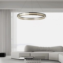 Lámpara colgante de techo de cristal circular de 60 y 80 cm con atenuación tricromática