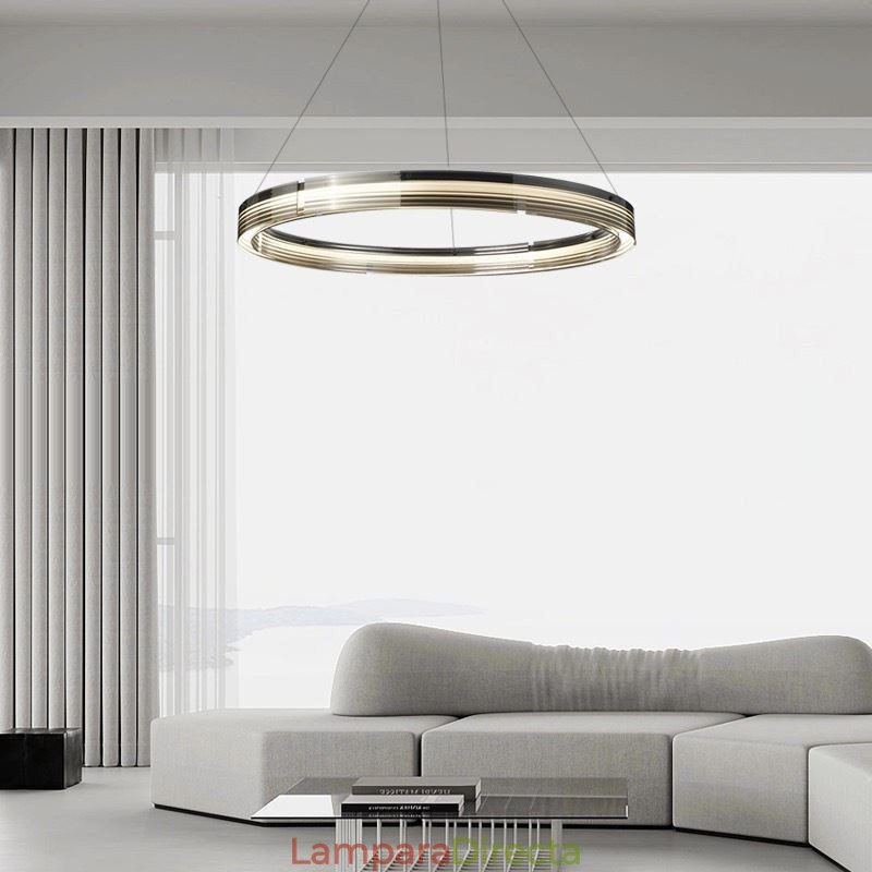 Lámpara colgante de techo de cristal circular de 60 y 80 cm con atenuación tricromática