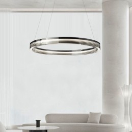 Lámpara colgante de techo de cristal circular de 60 y 80 cm con atenuación tricromática