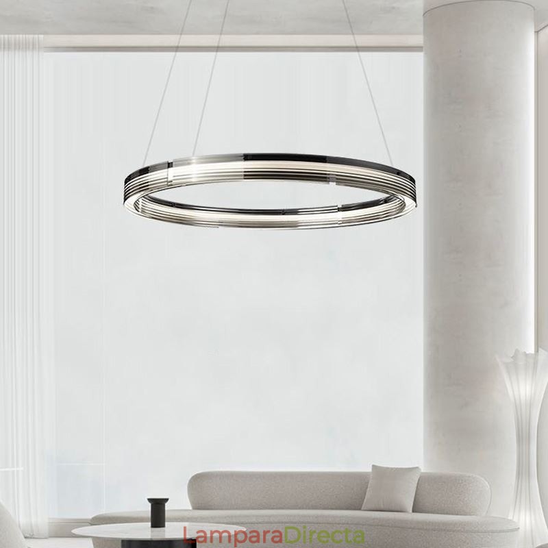 Lámpara colgante de techo de cristal circular de 60 y 80 cm con atenuación tricromática