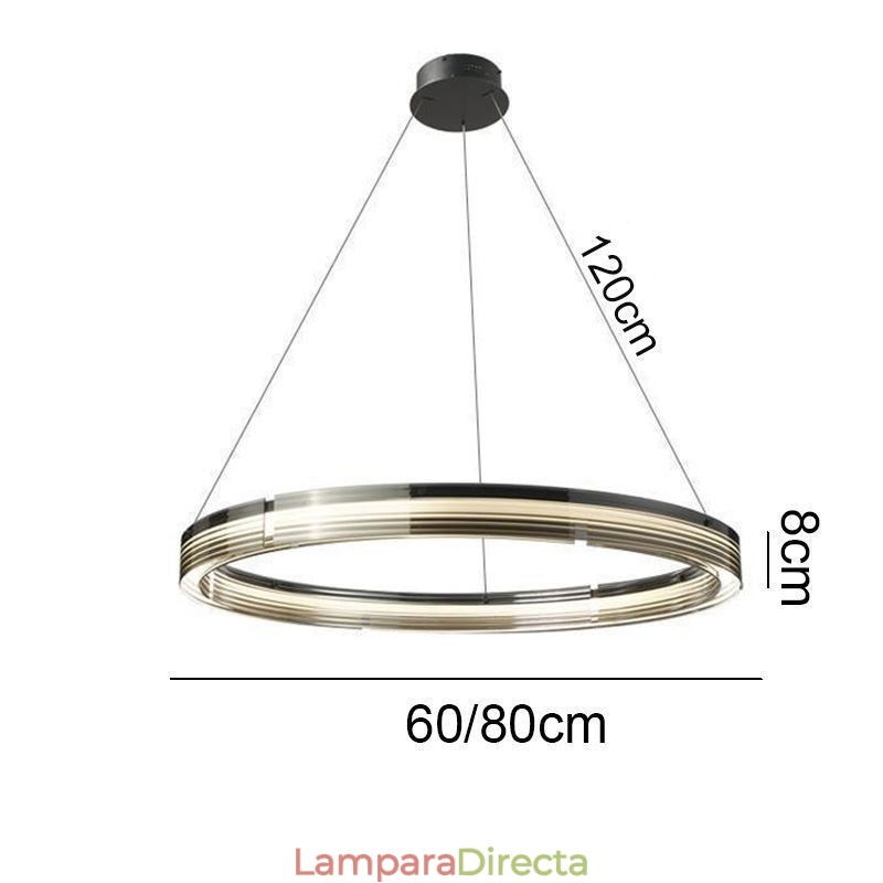 Lámpara colgante de techo de cristal circular de 60 y 80 cm con atenuación tricromática