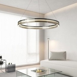 Lámpara colgante de techo de cristal circular de 60 y 80 cm con atenuación tricromática