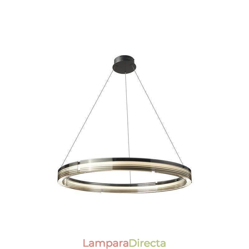 Lámpara colgante de techo de cristal circular de 60 y 80 cm con atenuación tricromática