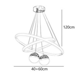 Lámpara colgante moderna de hierro forjado con anillo de silicona y doble círculo para techo.