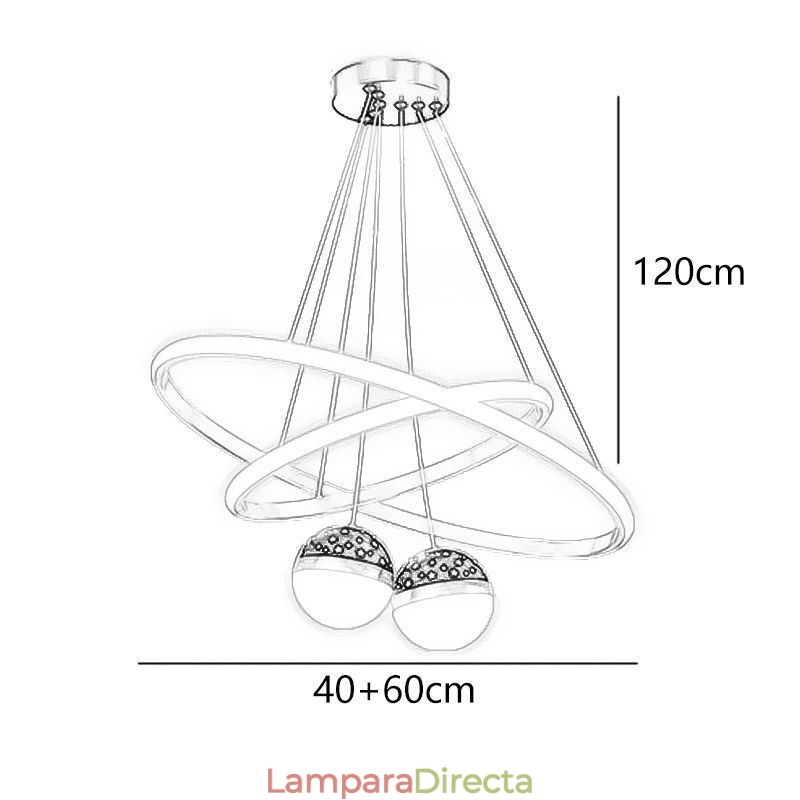 Lámpara colgante moderna de hierro forjado con anillo de silicona y doble círculo para techo.