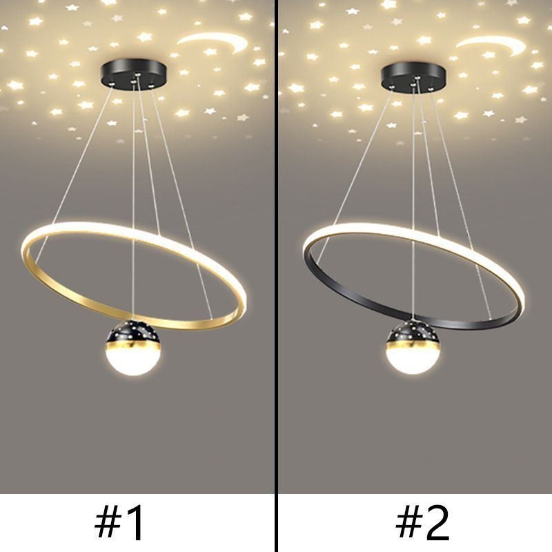 Lámpara colgante moderna y sencilla de hierro forjado con anillo de silicona para techo.