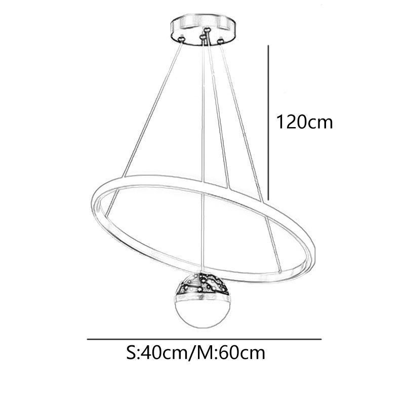 Lámpara colgante moderna y sencilla de hierro forjado con anillo de silicona para techo.
