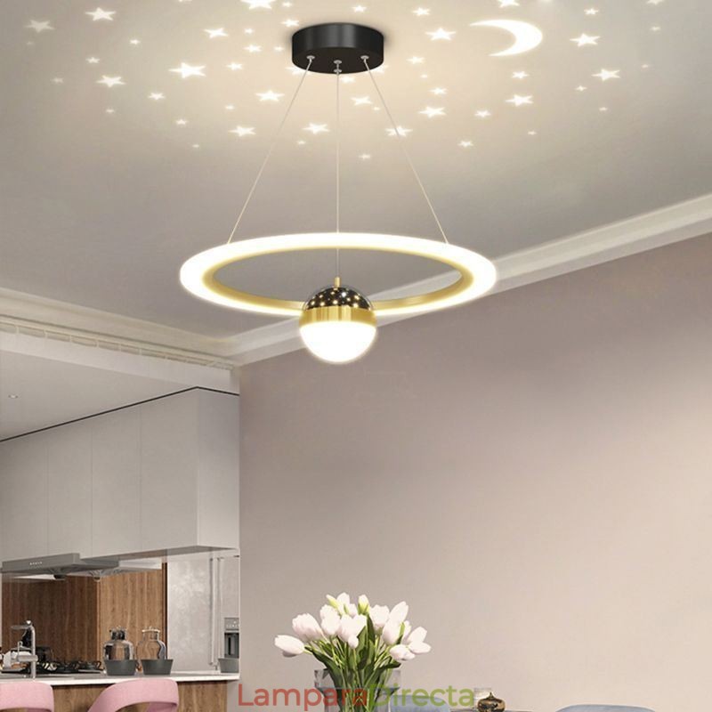 Lámpara colgante minimalista de hierro forjado acrílico con forma de estrella y anillo de techo