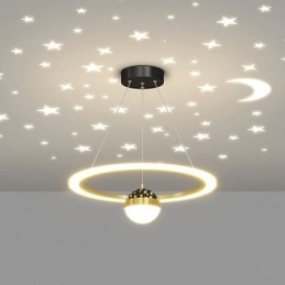Lámpara colgante minimalista de hierro forjado acrílico con forma de estrella y anillo de techo