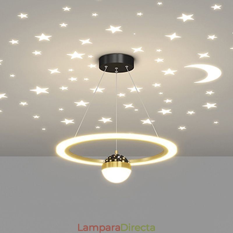 Lámpara colgante minimalista de hierro forjado acrílico con forma de estrella y anillo de techo