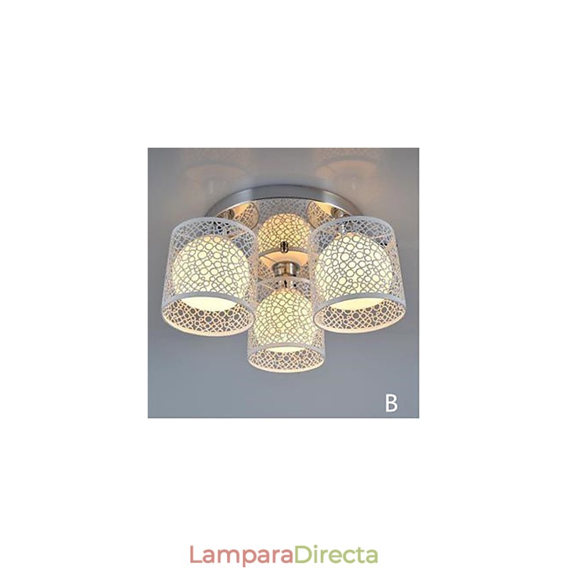 Lámpara de techo empotrada de tres luces con cúpula de vidrio