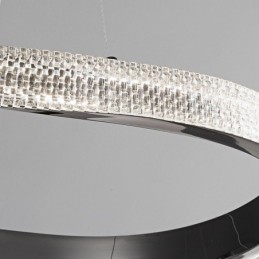 Lámpara colgante de hierro forjado con anillo acrílico y doble círculo para techo.