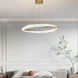 Lámpara colgante de hierro forjado con anillo acrílico y luz de techo circular simple