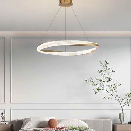 Lámpara colgante de hierro forjado con anillo acrílico y luz de techo circular simple Lámpara colgante de hierro forjado con anillo acrílico y luz de techo circular simple