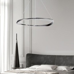 Lámpara colgante de hierro forjado con anillo acrílico y luz de techo circular simple