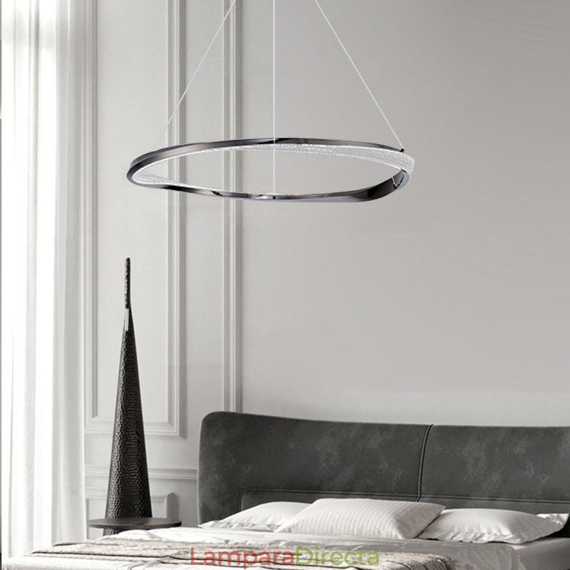 Lámpara colgante de hierro forjado con anillo acrílico y luz de techo circular simple