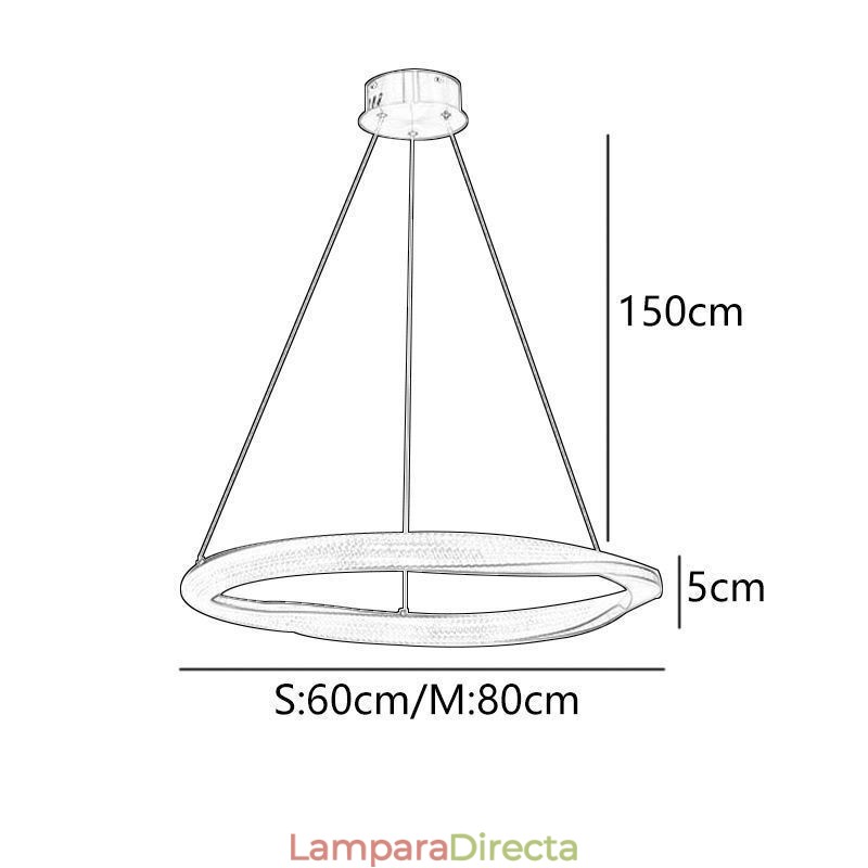 Lámpara colgante de hierro forjado con anillo acrílico y luz de techo circular simple