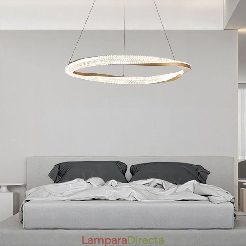 Lámpara colgante de hierro forjado con anillo acrílico y luz de techo circular simple