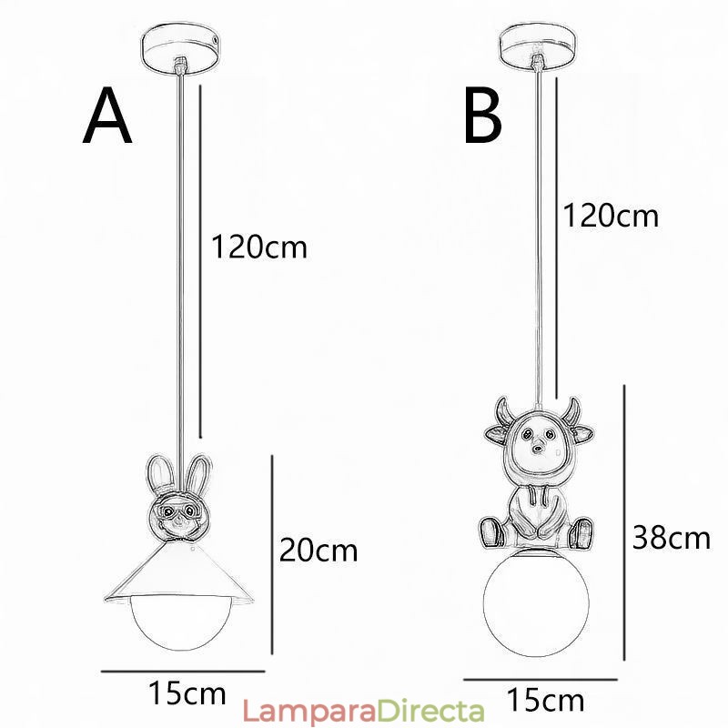 Lámpara colgante moderna minimalista G9 de hierro forjado con forma de conejo y resina.