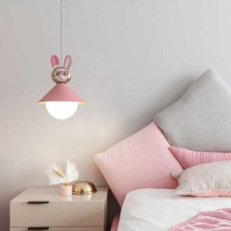 Lámpara colgante moderna minimalista G9 de hierro forjado con forma de conejo y resina.