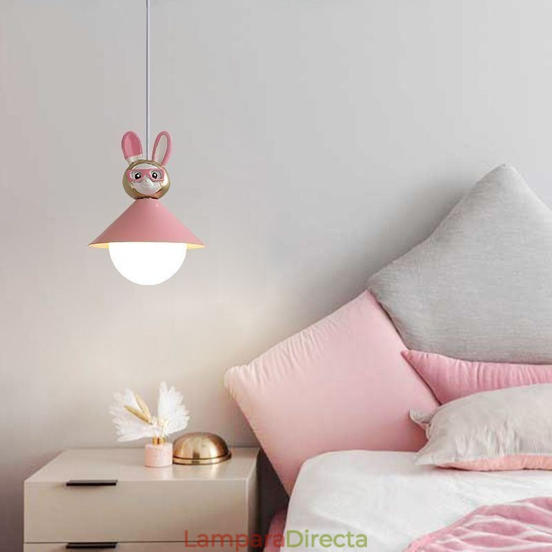 Lámpara colgante moderna minimalista G9 de hierro forjado con forma de conejo y resina.