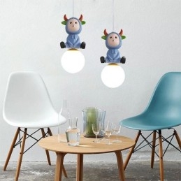 Lámpara colgante moderna minimalista G9 de hierro forjado con forma de conejo y resina.